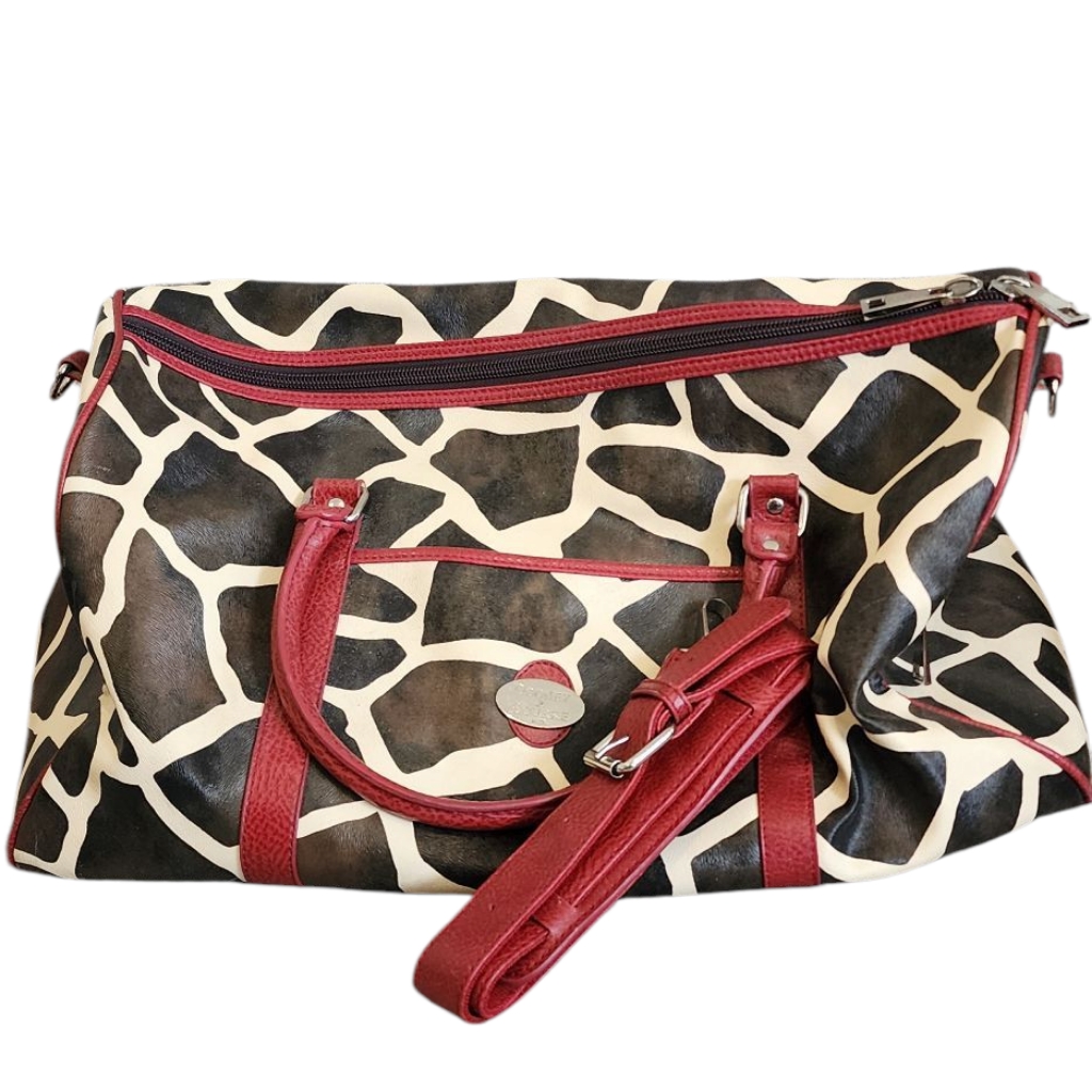 Dooney & Bourke Stylish Giraffe Printe Leather Duffel With Strap